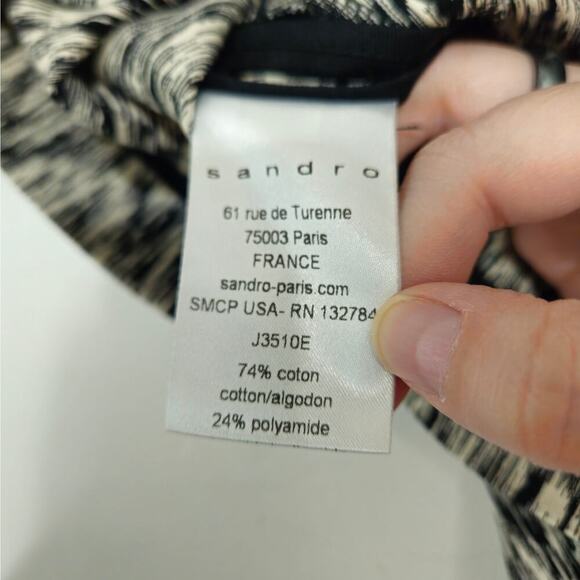 Sandro Paris Black/Cream Mini Skirt Silk Side Stripes Size Small (1) - Picture 6 of 7